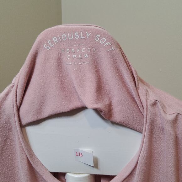 .Aeropostale Seriously Soft Perfect Crew Pocket Tee Size XL Pink - Picture 4 of 7